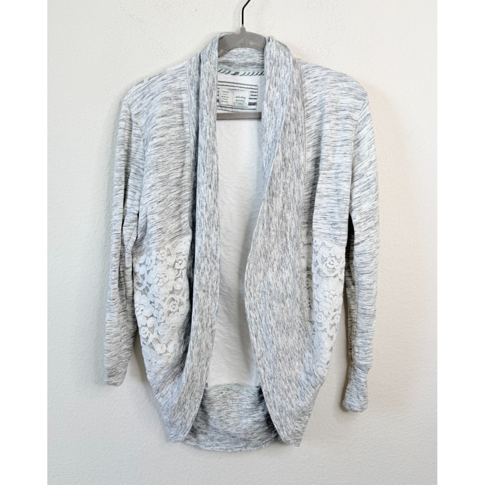 Saturday Sunday Anthropologie Women's Lace Back Cardigan Sz XS‎ Gray Open Front